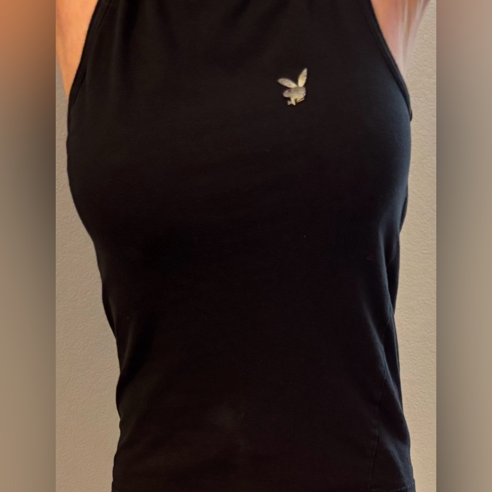 Playboy, 90s, marked “ Playboy Under Wear” Size S 100%Cotton Black Halter Top